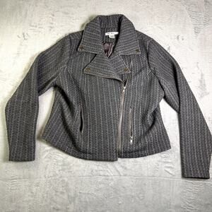 Cropped Quilted Silk-Lined Biker Jacket Women's 1X Minimalist Neutral Cozy Chic